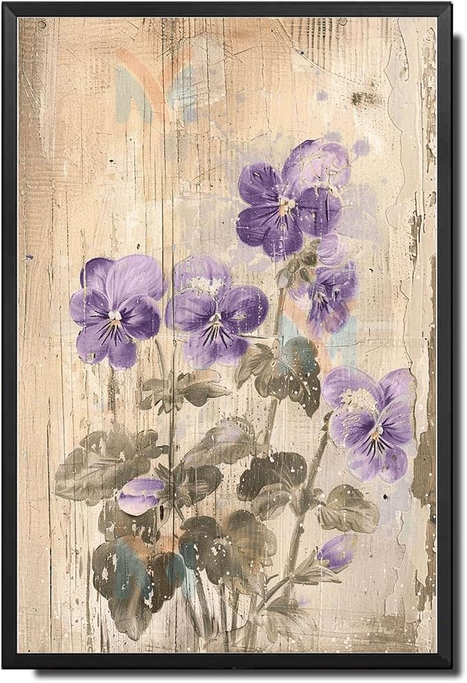Metal Sign Tin Sign Vintage Wall Art Antique Garden Violets Tin Sign for Vintage Wall Art Rustic Elegance and Corrosion Resistant Alum Greenhouse Decor for Club 8×12 Inches with Metal Frame