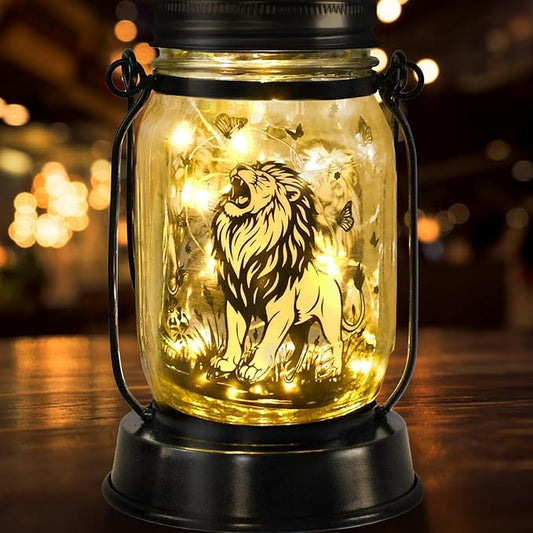 kyoryuger Lion Gifts for Women/Men Lion Solar Lanterns Mom Birthday Animal Simba Lovers Lantern Animal Memorial Lights Solar Garden Decoration for Yard, Patio,Backyard,Porch Torches, Home Decor