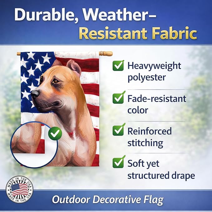 Caroline's Treasures CK6388CHF Alano Espanol American Flag House Flag Large Porch Sleeve Pole Decorative Outside Yard Banner Artwork Wall Hanging, Polyester, House Size, Multicolor