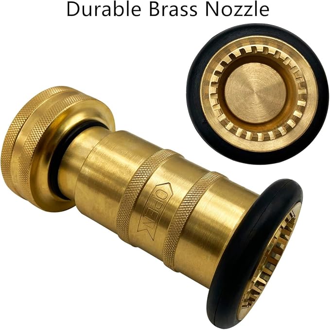 SAFBY Fire Hose Nozzle Brass Fire Equipment Spray Jet Fog (1.5" NPT/NPSH)