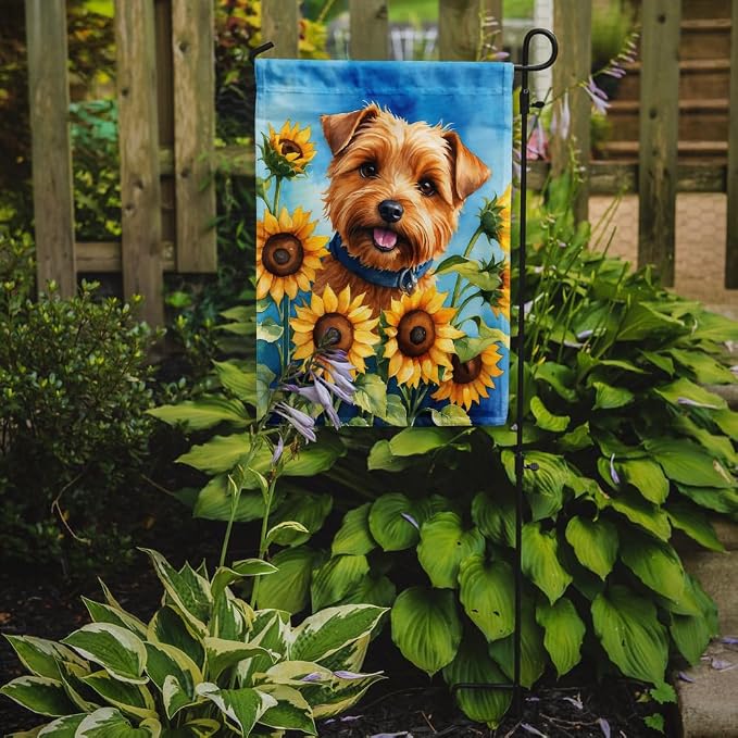 Caroline's Treasures DAC6125GF Norfolk Terrier in Sunflowers Garden Flag Mailbox Flag Decorative Yard Flag Banner Outside Patio Artwork Yard Flower Beds, Garden Size, Multicolor