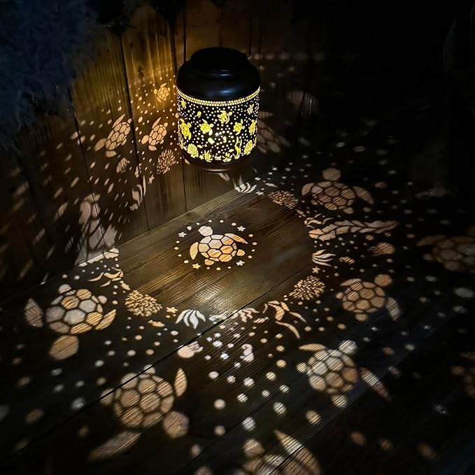 2 Pack Sea Turtle Solar Lanterns Outdoor Waterproof,Hanging Solar Lights Sea Turtle Gifts for Women Metal LED Decorative Light for Yard,Patio,Lawn,Tabletop,Pathway,Landscape,Garden Decor