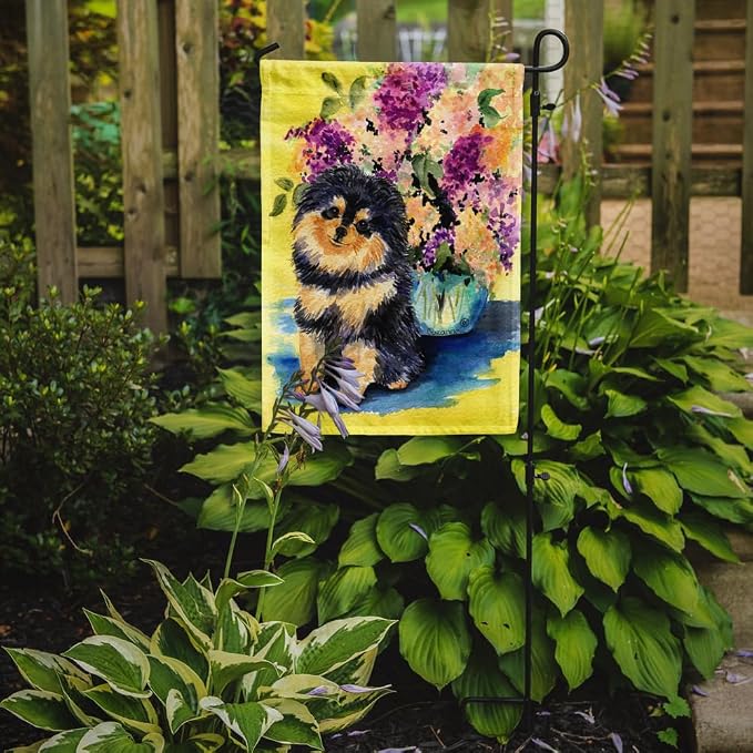 Caroline's Treasures SS8290GF Pomeranian Garden Flag Mailbox Flag Decorative Yard Flag Banner Outside Patio Artwork Yard Flower Beds, Garden Size, Multicolor
