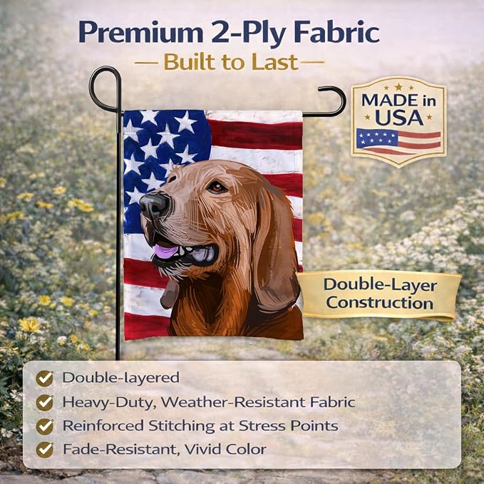 Caroline's Treasures CK6698GF Segugio Italiano Dog American Flag Garden Flag Mailbox Flag Decorative Yard Flag Banner Outside Patio Artwork Yard Flower Beds, Garden Size, Multicolor