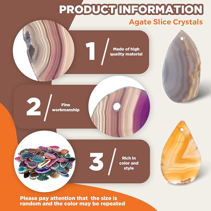 Nuenen 50 Pcs Polished Agate Slices Bulk Light Table Slices Crystals Healing Crystals Geode Stones Irregular Agate Pendants Gemstones for DIY Jewelry Making Home Decor(Large)