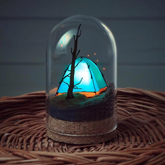 IMIKEYA 5Pcs The Bell Jar Glass Cloche with Rustic Wood Base, Tall Clear Decorative Cloche Glass Dome Display Case for Plants, Curios, Keepsakes, Heirlooms