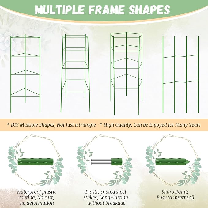 Legigo 8-Pack Tomato Cage for Garden Plant Support- Up to 48inch Garden Stakes Tomato Cage, Tomato Trellis for Potted Plants, Tomato Cages Plant Stakes for Climbing Vegetables Plants Flowers