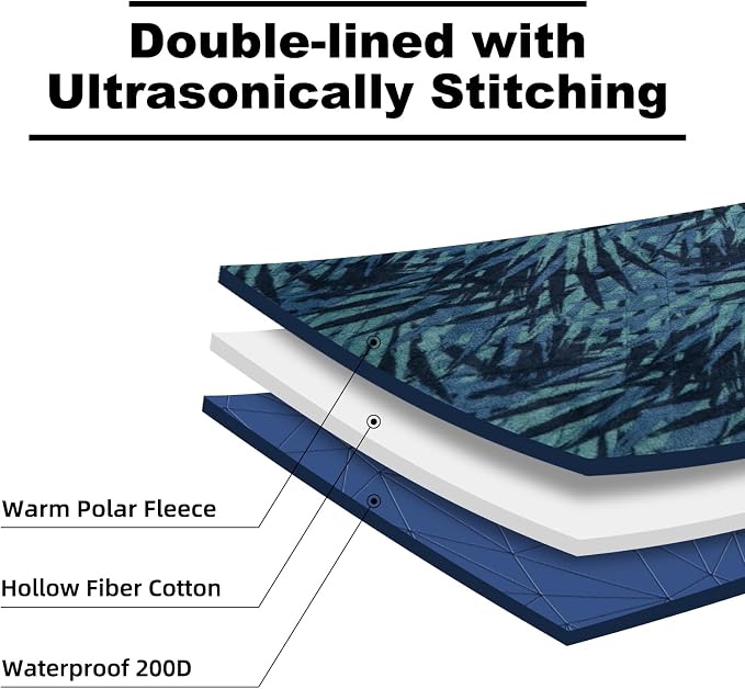 Large Waterproof Outdoor Blanket Thick Fleece 80" x 58" | Windproof Stadium Blanket, Wearable Poncho, Machine Washable for Camping, Car, Pet, Picnics - Jungle