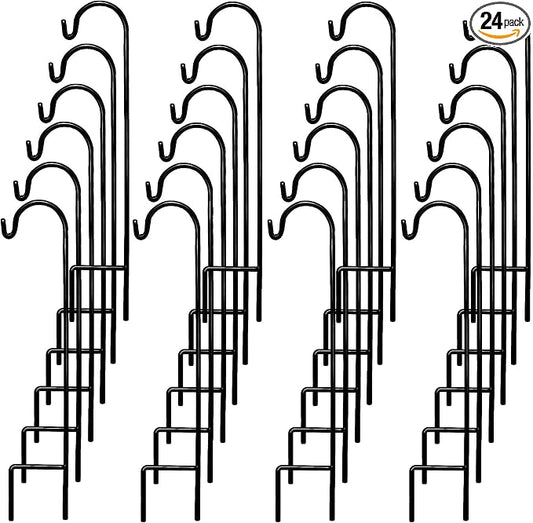 Ashman Shepherd's Hooks 35 Inch (24 Per Pack), Black, Made of Premium Metal for Hanging Solar Lights, Bird Feeders, Mason Jars, Christmas Lights, Lanterns, Garden Stakes and Wedding Décor.