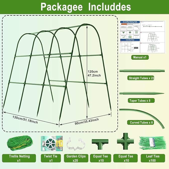 Cucumber Trellis for Raised Bed, U-Shape Arch Metal Garden Trellis for Climbing Plants, Heavy Duty Plant Trellis Outdoor, Easy Assembly Rustproof Trellis for Vines (U Frame Trellis)