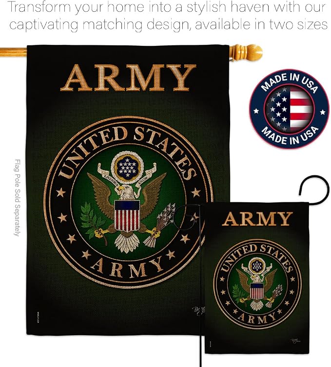 Army Burlap Garden Flag - Set Wall Holder Armed Forces Rangers United State American Military Veteran Retire Official - House Decoration Banner Small Yard Gift Double-Sided Made in USA 13 X 18.5