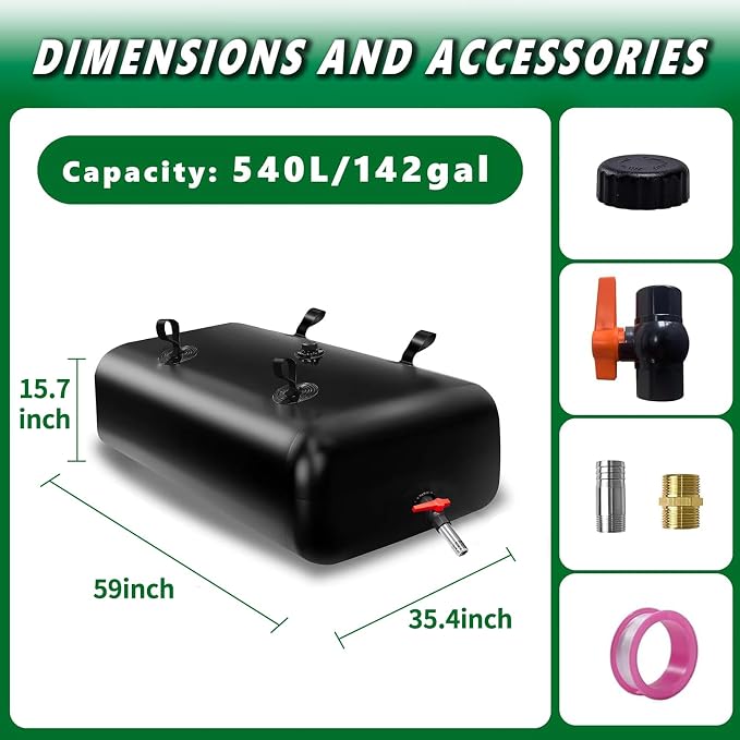 540 L/142 gal Water Bladder Storage Containers, Foldable Portable Water Tank Large Capacity Soft Water Bag, Drought Resistance, Fire Prevention, Emergency Water
