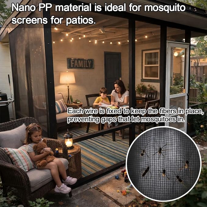 Garden Mesh Netting, 6.6’ x 33’ Extra-Thick Mosquito Netting for Patio, Nano-Composite Bird Netting for Vegetables Plants Fruits Flowers Patios Balconies, Shading Rate 30%, Black