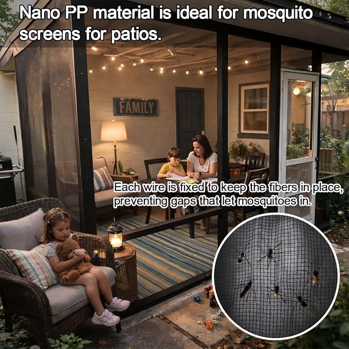 Garden Mesh Netting, 10’ x 20’ Extra-Thick Mosquito Netting for Patio, Nano-Composite Bird Netting for Vegetables Plants Fruits Flowers Patios Balconies, Shading Rate 30%, Black