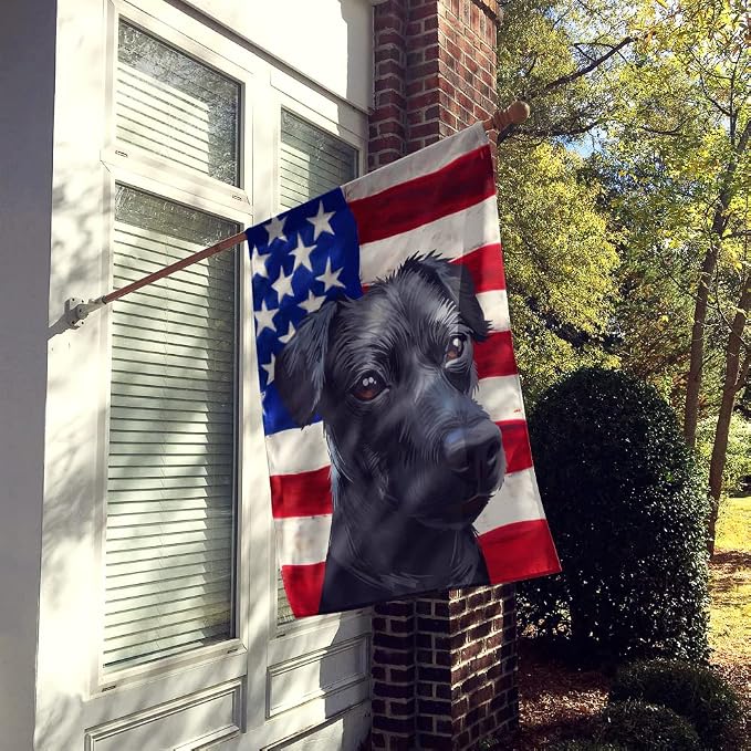 Caroline's Treasures CK6638CHF Patterdale Terrier Dog American Flag House Flag Large Porch Sleeve Pole Decorative Outside Yard Banner Artwork Wall Hanging, Polyester, House Size, Multicolor