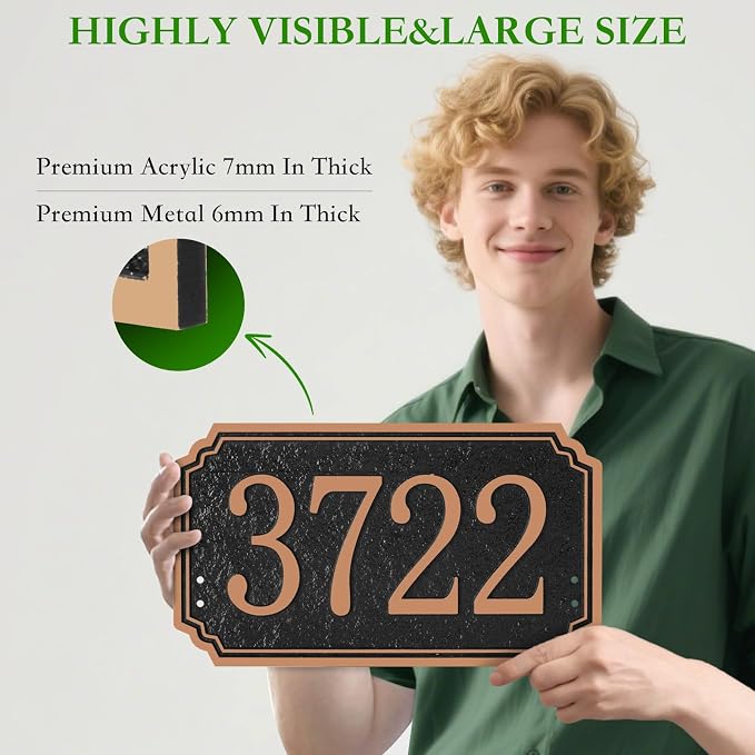 Custom House Address Sign, House Number Plaque Sign for Lawn,Yard,Ground,Driveway,Garden with 2 Stakes,Style 4