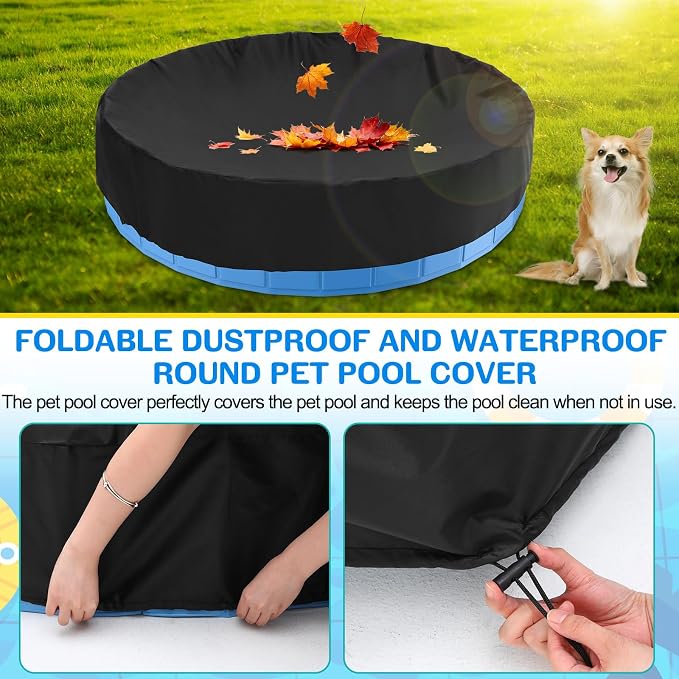 Foldable Dog Pool, 63in Large Sprinkler Pool with Cover, Heavy Duty Dogs Splash Pad with Sprinkler Bathtub for Large Medium Small Pets Summer Outside Water Playing