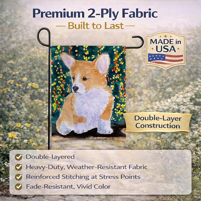 Caroline's Treasures SS8967GF Corgi Garden Flag Mailbox Flag Decorative Yard Flag Banner Outside Patio Artwork Yard Flower Beds, Garden Size, Multicolor