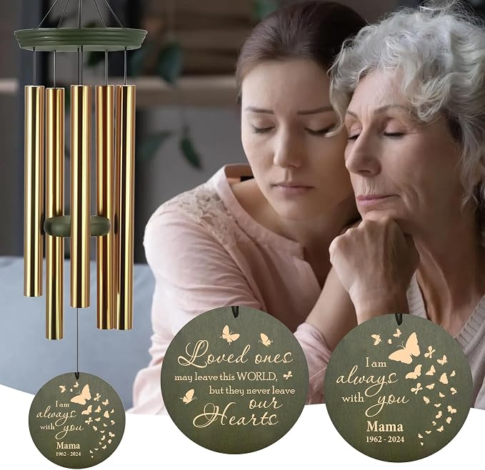 ASTARIN Memorial Butterfly 36" Wind Chimes, Personalized Name Sympathy Wind Chime, in Memory of Loss Mom Loved One, Large Deep Tone Bereavement Windchimes for Outside Clearance(Produced in Texas)
