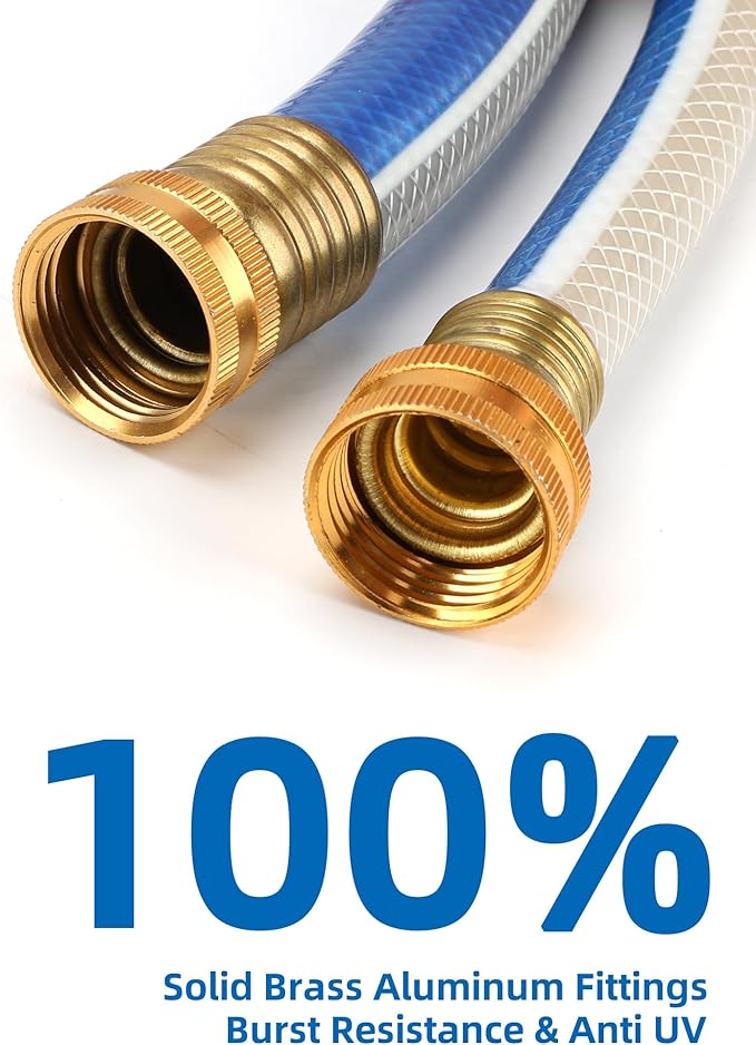 Lead-in Blue Short Garden Hose 3/4 in. x 10 ft. -No Kink, Leak Free, Flexible, Male to Female Fittings -Heavy Duty Lightweight PVC Water Hose-150PSI Work & 500PSI Burst, for Reel Cart & Commercial Use