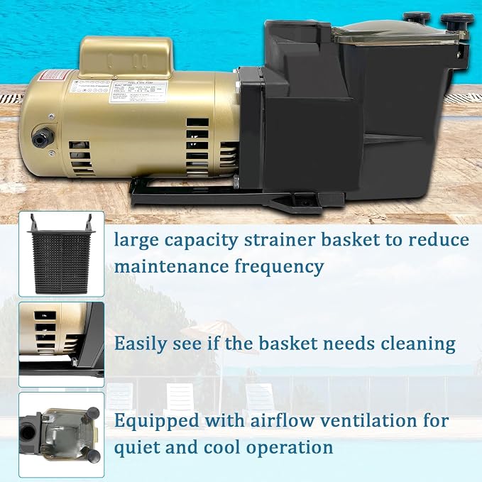 W3SP2621X25 2.5HP Super Pool Pump Fits for Hayward SP2621X25 | High Efficiency Swimming Pool Pump for Spa and In-Ground Pool, 115/230 V Single Speed