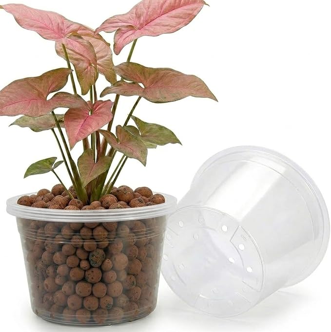 FUIJOL 12 Inch Large Clear Nursery Pots with Drainage, 4 Pack Clear Plastic Nursery Pots for Plants, Garden Seedling Starter Plant Pots for Succulents, Flower & Vegetable (12inch-4Pack)
