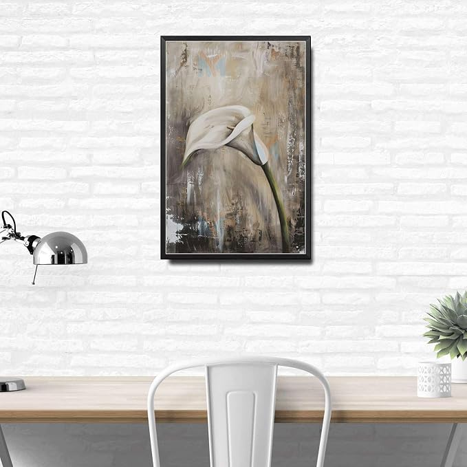 Metal Sign Tin Sign Vintage Wall Art Shabby Chic Calla Lily Tin Sign for Vintage Still Life Art Rustic Wall Decor and Distressed Wood Garden Tin Sign for Home Decor 6×8 Inches with Metal Frame