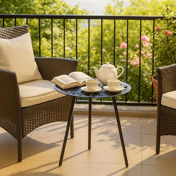 Party Zealot 1 Pack Extra-Large Metal Outdoor Side Tables 18 Inches Outside End Table for Patio Round Accent Garden Corner Table for Small Spaces, Balcony, Porch Plant Stand Indoor