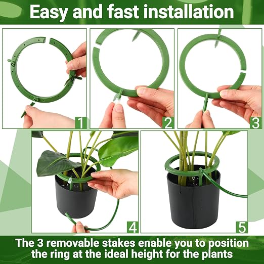 Tujoe 12 Set Drip Irrigation Ring Water Ring 3 Leg Support Drip Emitter with 1/8 Inch Barbed Inlet Fitting Removable Stakes for Grow Media Irrigation System Rain Watering Tree Plants (5 Inch)