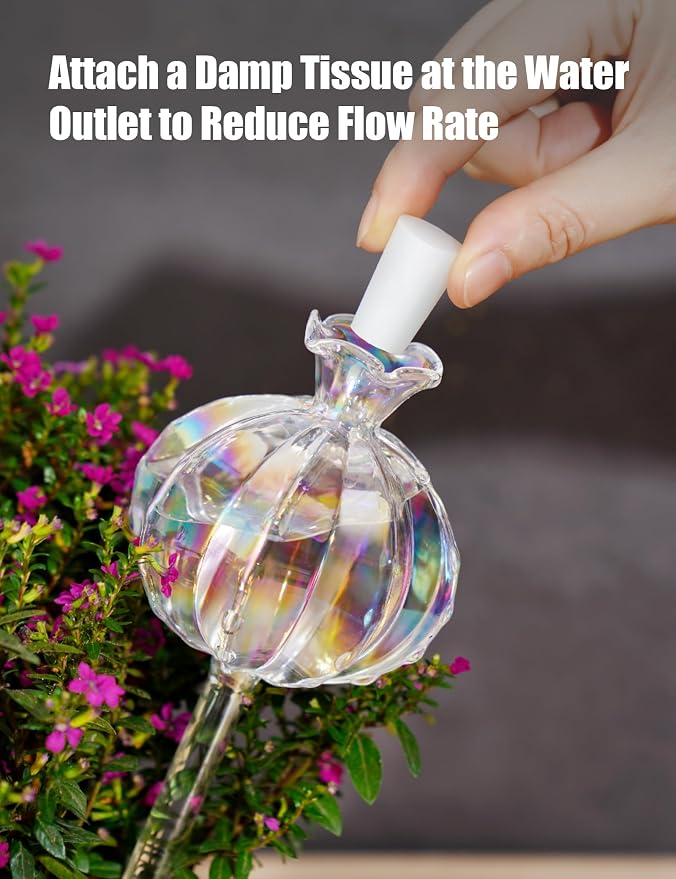 NiHome Plant Watering Globes 4-Pack, Iridescent Glass Cactus Self Watering Globe, Glass Waterer for Potted Plants - 4.7OZ/140 ML Capacity Automatic Mini Irrigation System, Adorable Gardening Gift