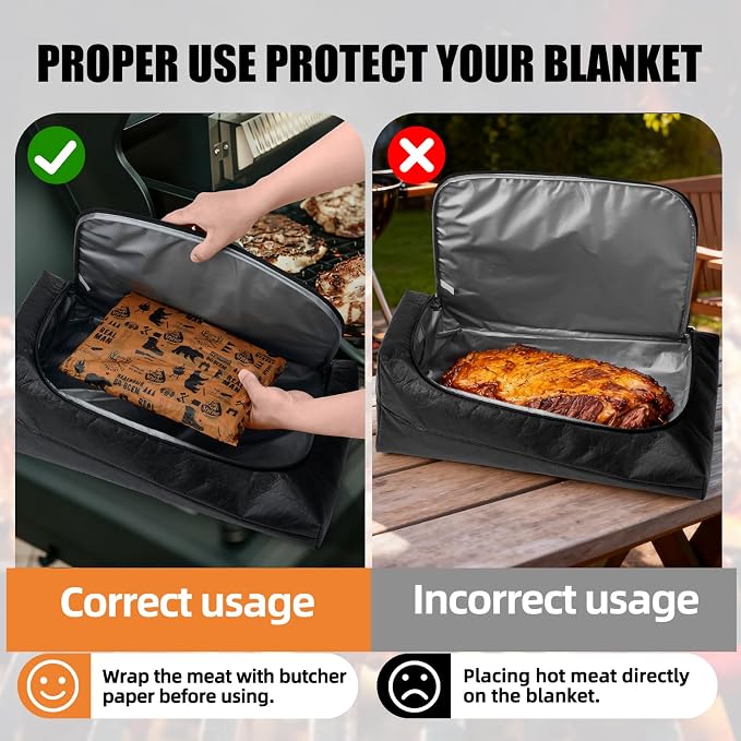 270° Opening BBQ Blanket for Resting Meat, Insulated Leak-Proof Meat Resting Bag for Brisket, Father's Day Birthday Gift for Men Dad Husband, Smoker Grilling Accessories for Camping Party Kitchen