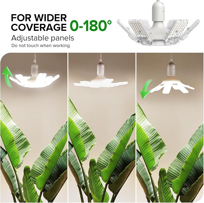 SANSI Hanging Grow Lights for Indoor Plants, 60W Hanging Plant Light with Timer, Adjustable 6-Panels, Full Spectrum, 4700LM, 4000K Daylight, Pendant Grow Light, 16.4FT Power Cord for Tall Large Plants