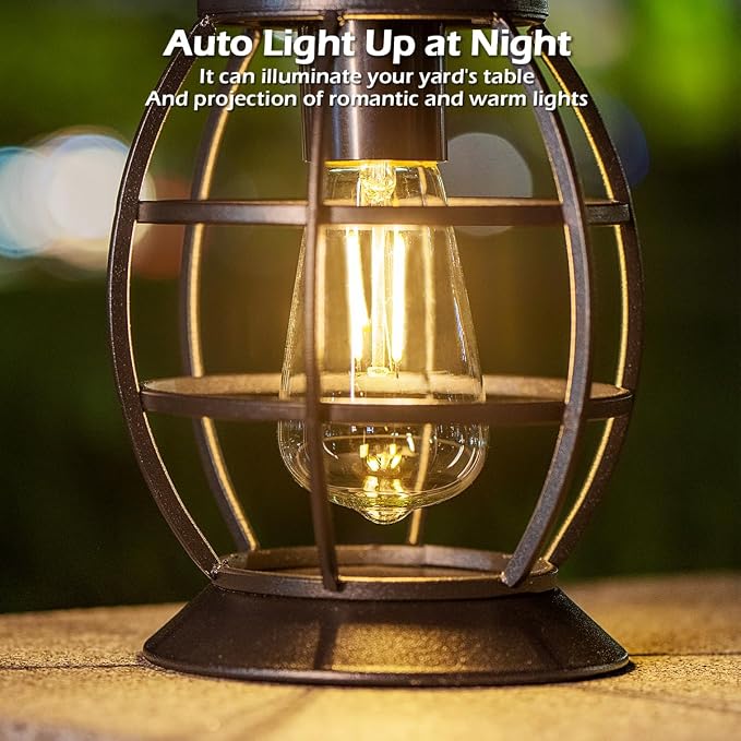 LeiDrail Solar Lanterns Outdoor 4 Pack, Hanging Waterproof Metal Lantern Dual LED Warm White, Auto On/Off Garden Patio Yard Porch Pathway Table Decor, Solar Powered Gift for Women