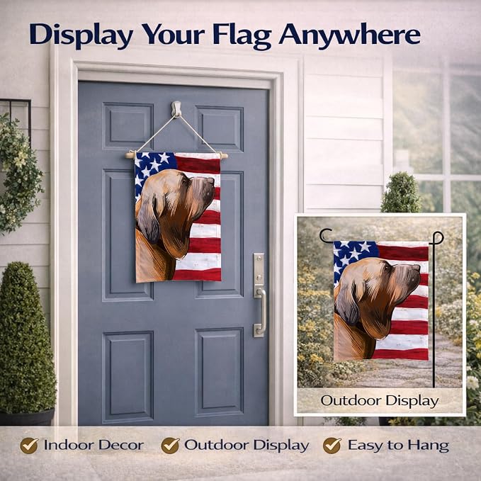Caroline's Treasures CK6522GF Fila Brasileiro Dog American Flag Garden Flag Mailbox Flag Decorative Yard Flag Banner Outside Patio Artwork Yard Flower Beds, Garden Size, Multicolor
