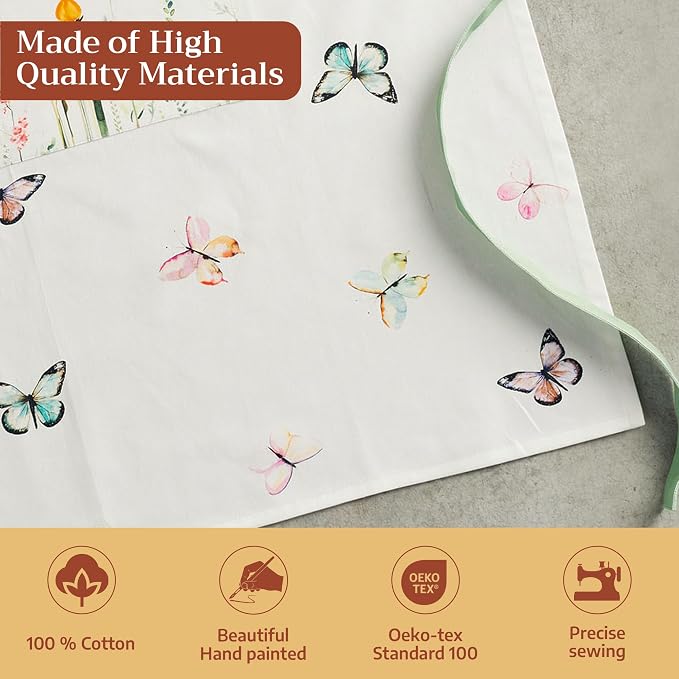 Maison d' Hermine Aprons for women with Pocket 100% Cotton (27.50"x31.50") | Adjustable Neck Strap & long ties Apron Men Chef Wedding Cooking Gardening Server Maid