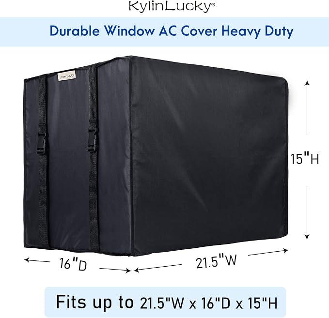 KylinLucky Window Air Conditioner Cover for Outside 21.5 x 16 x 15 inches | AC Cover with Water-Resistant Oxford Top, UV Resistant, Dust Protection, Black
