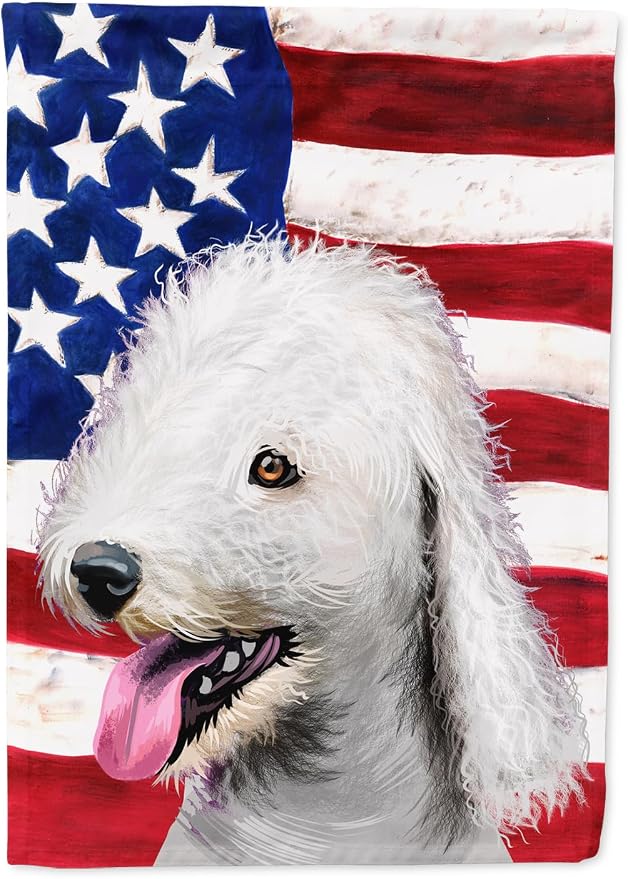 Caroline's Treasures CK6425GF Bedlington Terrier American Flag Garden Flag Mailbox Flag Decorative Yard Flag Banner Outside Patio Artwork Yard Flower Beds, Garden Size, Multicolor
