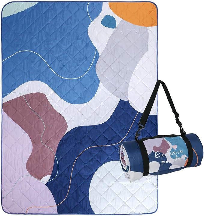 Exclusivo Mezcla Extra Large Waterproof Picnic Blankets 3 Layer, Sandproof and Foldable Outdoor Blanket for Beach Camping, Park and Travel