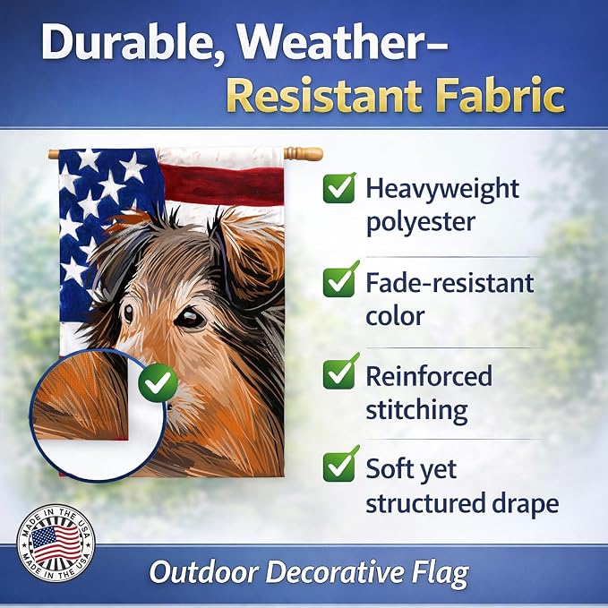 Caroline's Treasures CK6703CHF Shetland Sheepdog Dog House Flag Large Porch Sleeve Pole Decorative Outside Yard Banner Artwork Wall Hanging, Polyester, House Size, Multicolor