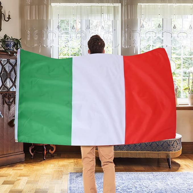 AhfuLife Italy Flag 3x5 Ft, Large Italian National Flag for Outside - Double Side with Brass Eyelets for Italian Party Decorations, Bar Garden Street Decoration Indoor Outdoor