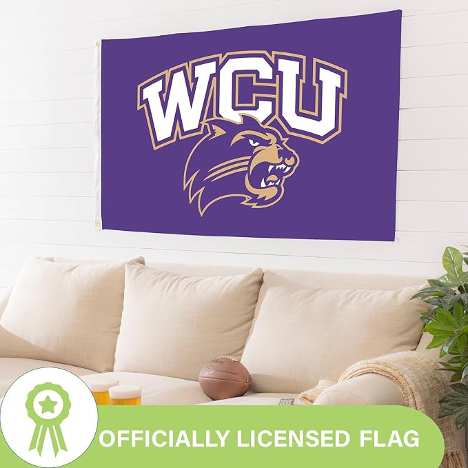 NCAA Western Carolina University Flag with Grommets, 3'x5' WCU Catamounts Outdoor College Flags & Banners for Garden Patio Indoor Wall Décor