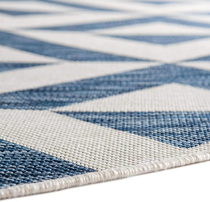 Unique Loom Jill Zarin Outdoor Collection Area Rug - Napa (4' 1" Round, Blue/ Ivory)