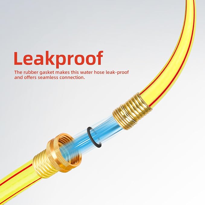 Yellow Garden Hose 3/4 in. x 50 ft. -Non Kinking, Leak Free, Flexible, Male to Female Fittings -Heavy Duty Lightweight Durable PVC Water Hose -150PSI Work & 500PSI Burst, for Lawn & Commercial Use