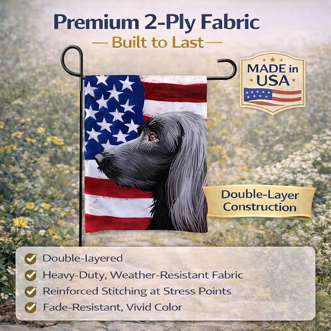 Caroline's Treasures CK6623GF Large Munsterlander Dog American Flag Garden Flag Mailbox Flag Decorative Yard Flag Banner Outside Patio Artwork Yard Flower Beds, Garden Size, Multicolor