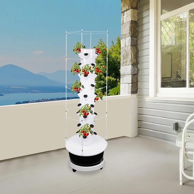 36 Pods Hydroponics Growing System kit, 9-Layer Movable Vertical Hydroponic Tower with Pump Timer Climbing Support Frame Indoor Gardening System for Vegetables Fruits Herb