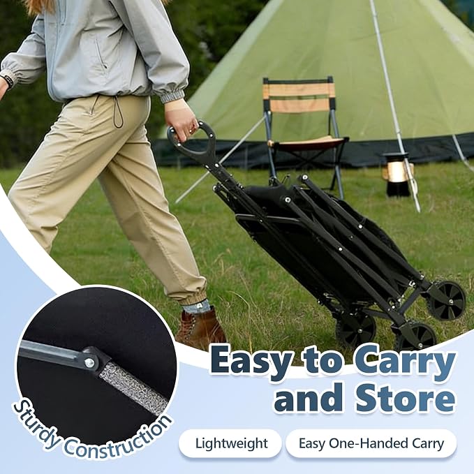Heavy Duty Collapsible Wagon Cart，350lb Capacity 100L Extra Large Foldable Utility Wagon，Portable Folding Garden Cart with Cup Holders for Camping, Groceries, Beach