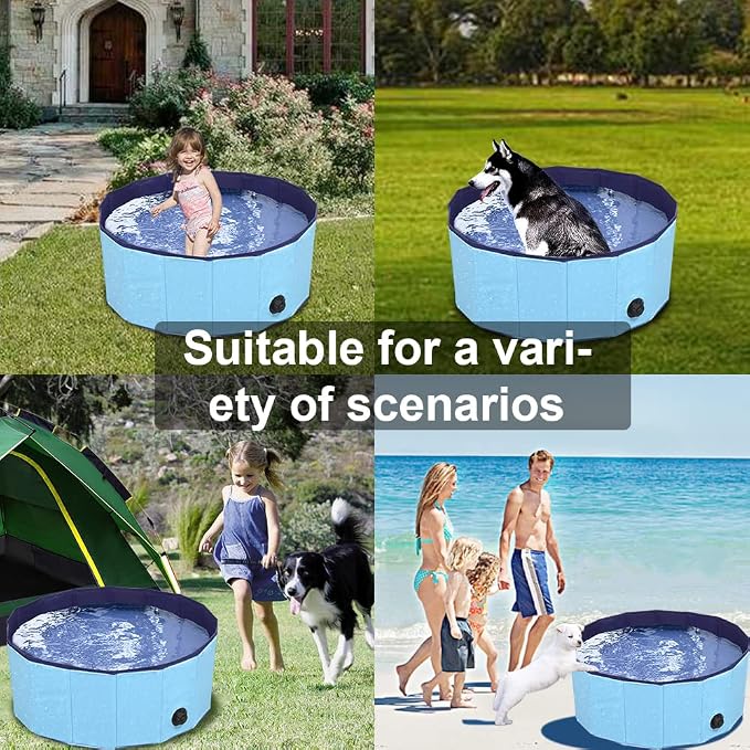 Dog Pool Foldable pet Pool Dog Swimming Pool pet Swimming Pool PVC Non-Slip for All Kinds of Pets 40-12in