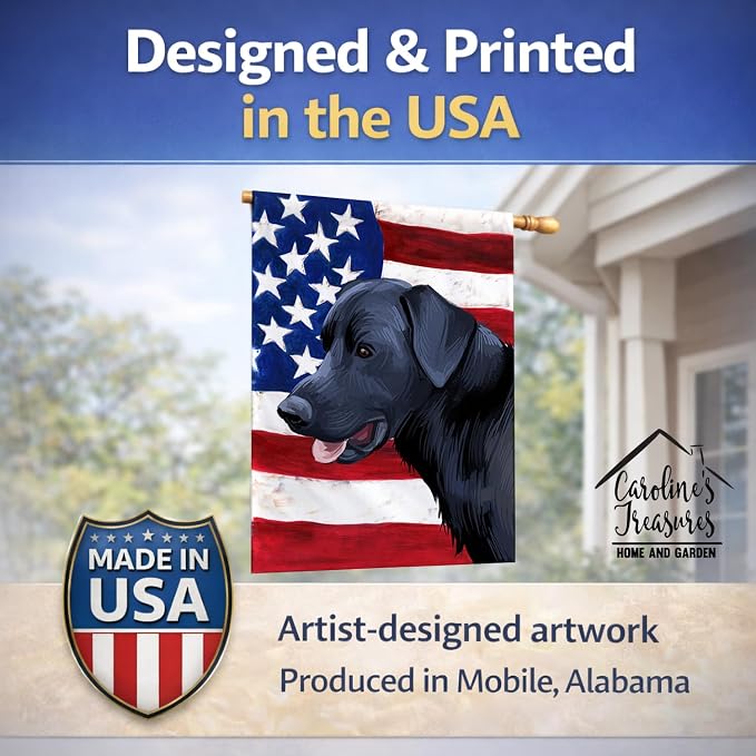 Caroline's Treasures CK6611CHF Majorca Shepherd Dog American Flag House Flag Large Porch Sleeve Pole Decorative Outside Yard Banner Artwork Wall Hanging, Polyester, House Size, Multicolor