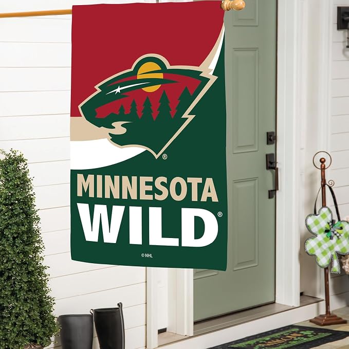 NHL Minnesota Wild House Flag, 28 x 44, Double Sided Garden Flags for Outside, Outdoor Flags & Banners for Gardens Patio, Indoor Wall Decor Flag for Room