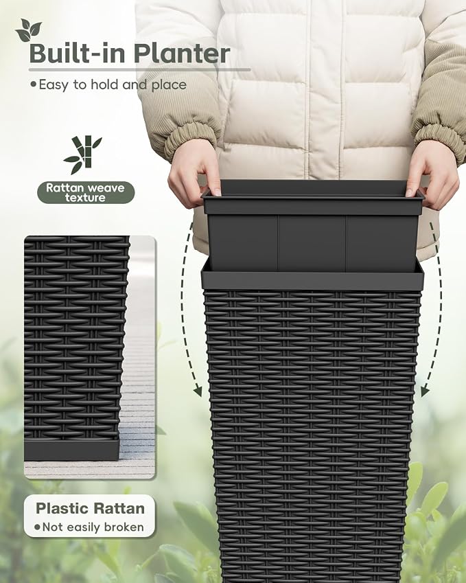 Greesum 30 Inch Tall Plastic Planters (Set of 2), Extra Large Outdoor Flower Pots with Detachable Inner Pot & Drainage Holes for Large Plants, Trees, Patio, and Garden, Black